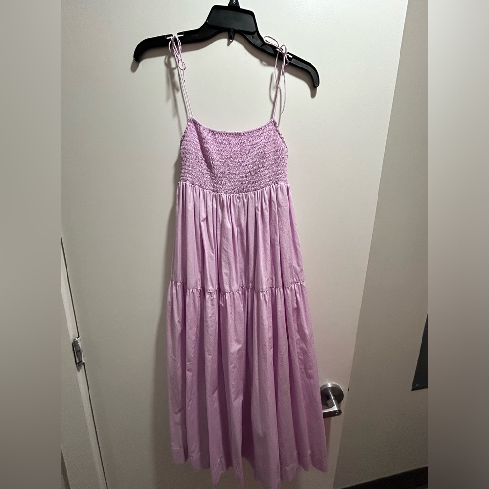 S/W/F Smocked Spaghetti Strap MIDI Dress Lavender M